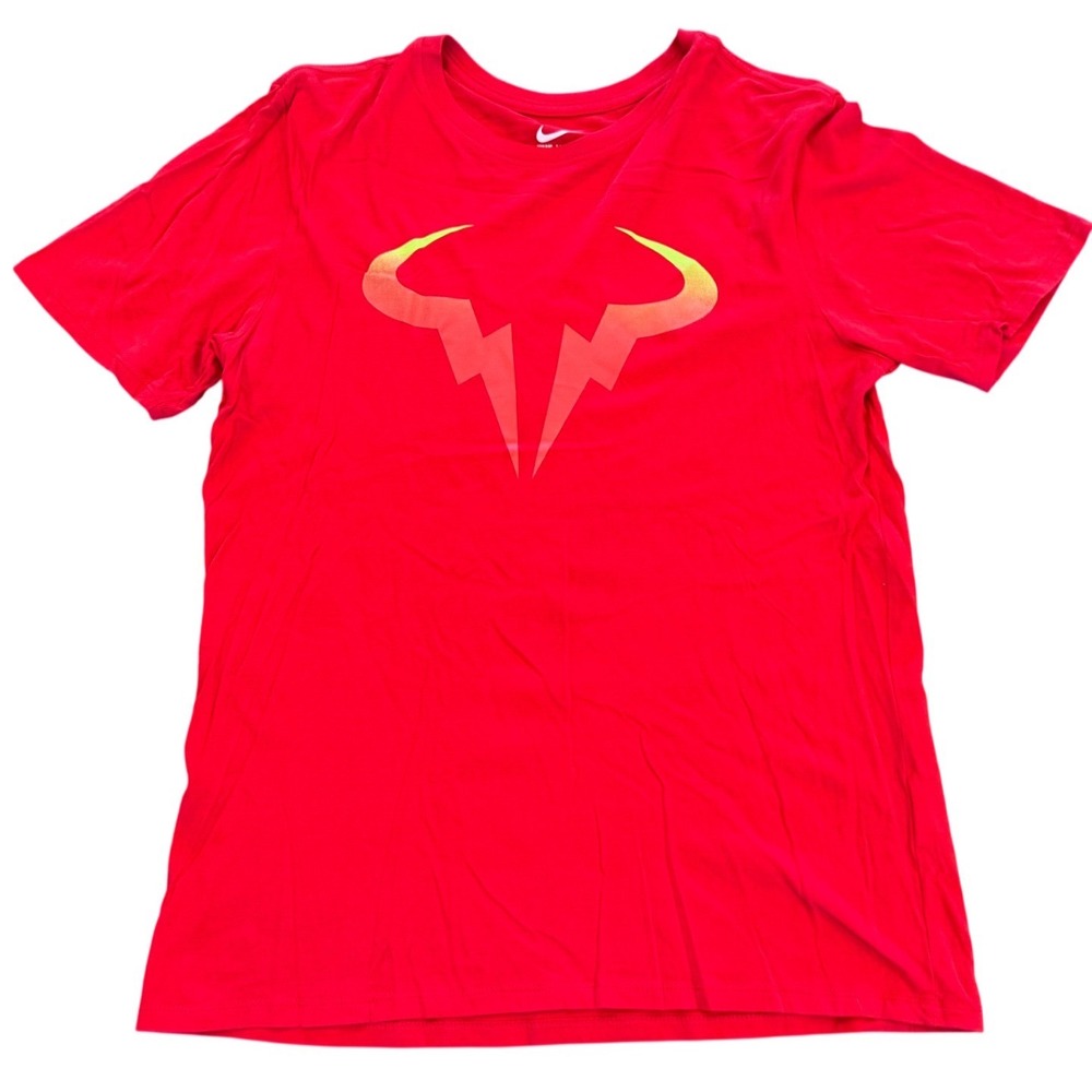 Nike Court Rafael Nadal Rafa Bull Logo Red Tennis T-Shirt Mens Medium 803884-657